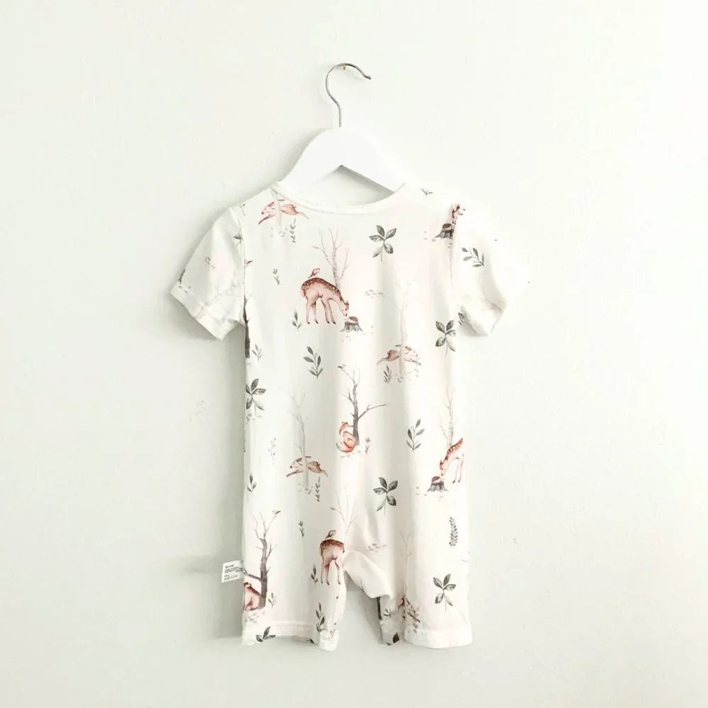 NWT Adorable Short Sleeve Baby Deer Romper Shorts Sleep N' Play One-Piece 9M-12M